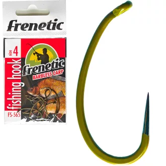   Frenetic FS565 pontyos szakállmentes színterezett 4-es oliva bojlis szakáll nélküli horog 10 db/csomag