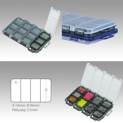 Meiho QUATRO CASE J összepattintós műanyag 175 × 105 × 18 mm aprócikkes doboz