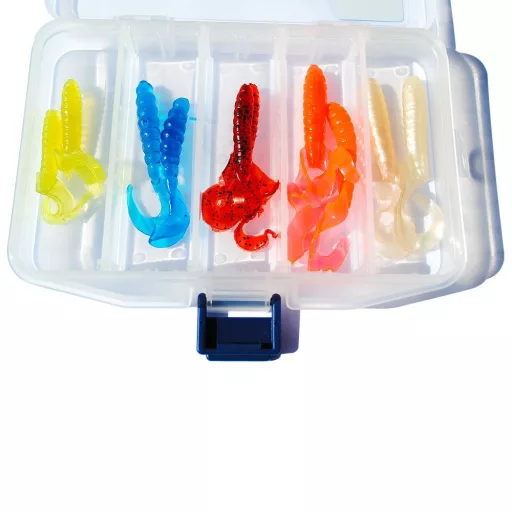 Meiho SFC Lure Case F műanyag ajándék twisterrekkel 146 × 103 × 23 mm műcsalis doboz