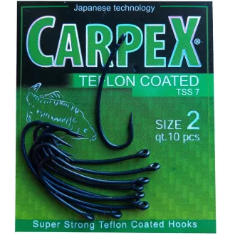   Carpex Teflon TSS7 4 fekete teflon bevonatos bojlis szakállas horog 10 db/csomag