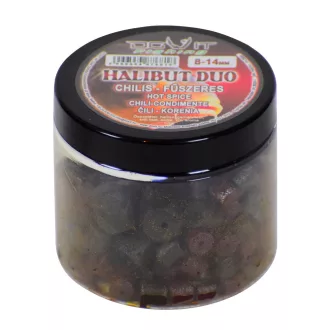   Dovit Halibut Duo (fúrt Pellet) Chilis Fűszeres 8–14 mm 100 g horogpellet