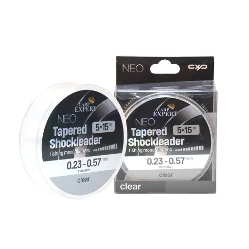 Carp Expert Neo Tapered Shock Leader 0,23–0,57 mm 5 × 15 m átlátszó felvastagodó monofil dobóelőke
