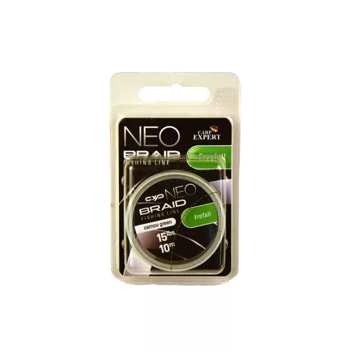 Carp Expert Neo Freefall Kikönnyített 10 m 15 lb terepmintás / zöld fonott előkezsinór