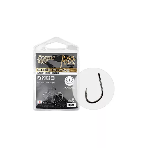 Benzár Mix Concourse method Carp Winner 6-os fekete nikkel füles szakállas horog 8 db/csomag