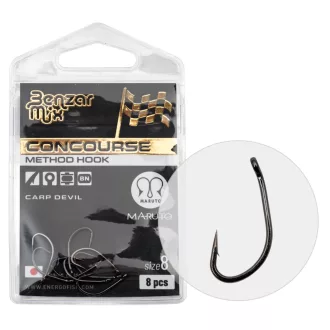   Benzár Mix Concourse method Carp Devil 8-as fekete nikkel füles szakállas horog 8 db/csomag