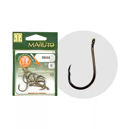 Maruto 9644 fekete nikkel 2-es füles szakállas horog 10 db/csomag