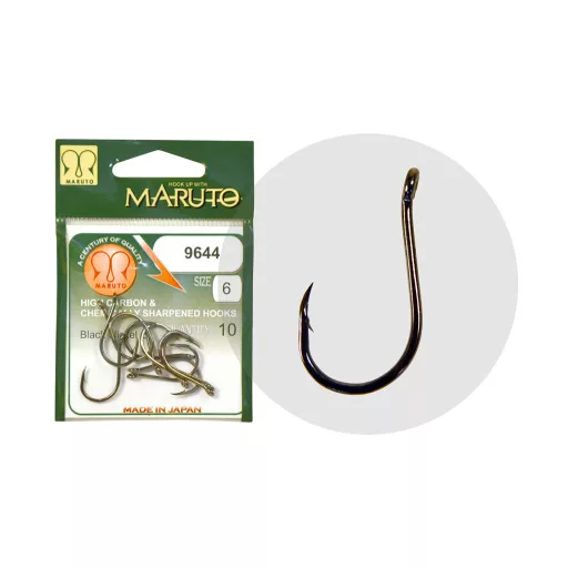 Maruto 9644 fekete nikkel 2-es füles szakállas horog 10 db/csomag