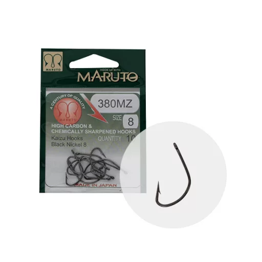 Maruto 380 Mz-bn 6-os fekete nikkel füles szakállas horog 10 db/csomag