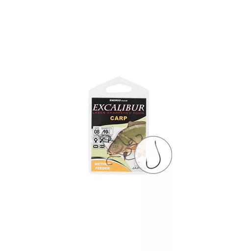 Excalibur Carp method feeder NS 4-es füles szakállas horog