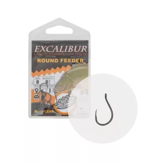   Excalibur Round feeder 8-as matt sötétszürke füles szakáll nélküli horog