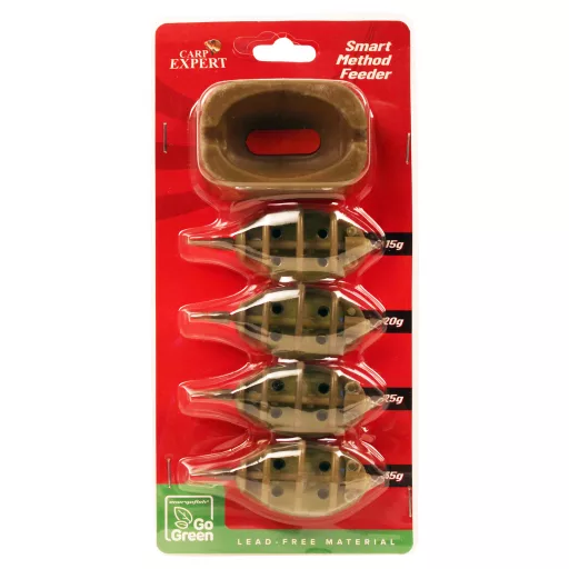 Carp Expert Smart tömködővel Go Green method kosár szett 15 g + 20 g + 25 g + 35 g