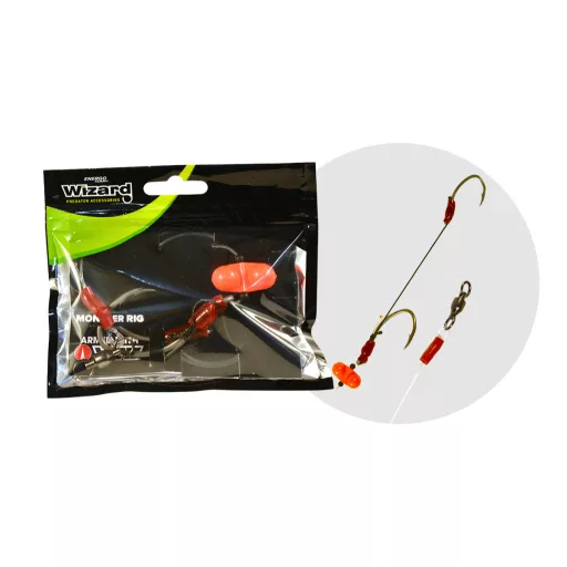Wizard Monster Surface Livebait dupla Monobraid 9/0+11/0 Round ragadozóhalas szerelék