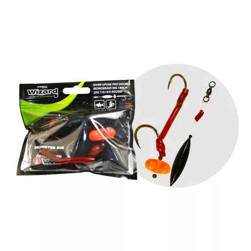 WIZARD MONSTER RIVER UPOSE PRO DOUBLE MONOBRAID RIG 30G 9/0+11/0 ROUND