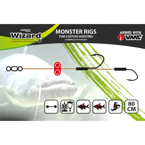 Wizard Monster Surface Livebait dupla Braided 6/0+8/0 Specimen ragadozóhalas szerelék