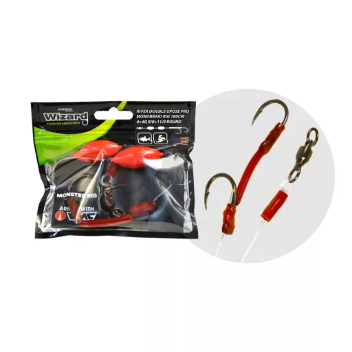 Wizard Monster River dupla Upose PRO Monobraid 4+4 g 7/0+9/0 Round ragadozóhalas szerelék