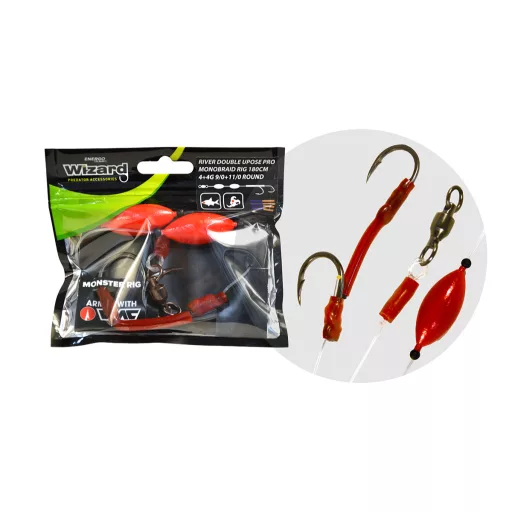 Wizard Monster River dupla Upose PRO Monobraid 4+4 g 7/0+9/0 Round ragadozóhalas szerelék