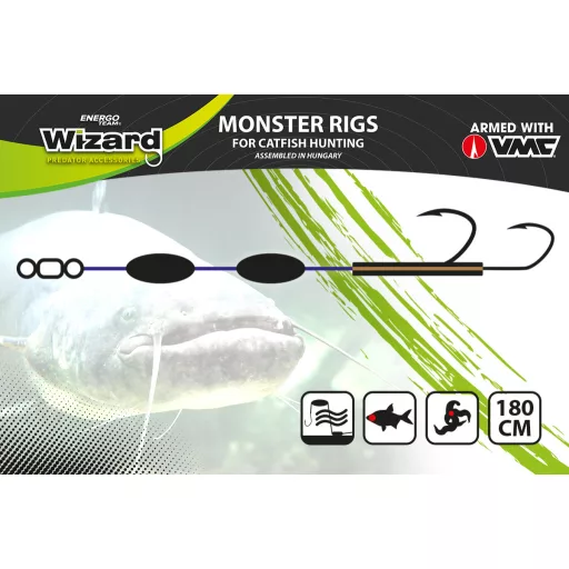 Wizard Monster River dupla Upose PRO Monobraid 4+4 g 7/0+9/0 Round ragadozóhalas szerelék