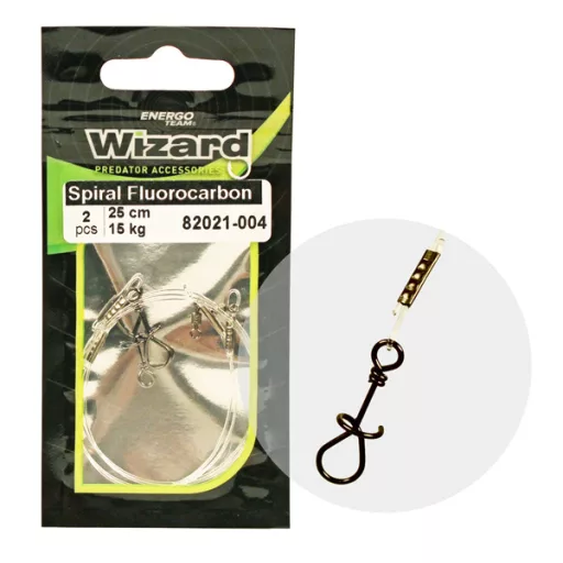 Wizard Spirál 2 Fluorocarbon 9 kg 25 cm fluorocarbon előke 2 db/csomag