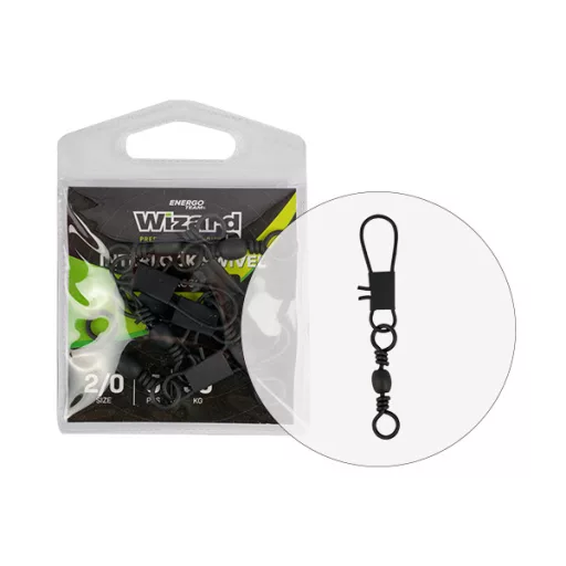 Wizard hordós 2/0 × 6 harcsázó forgókapocs 5 db/csomag