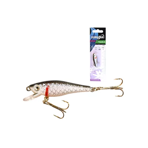 Kamasaki Perch-3 Col:2 Olajzöld hát, sárga-piros has 4,5 cm 3,5 g minnow wobbler