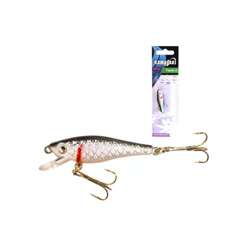 Kamasaki Perch-3 Col:2 Olajzöld hát, sárga-piros has 4,5 cm 3,5 g minnow wobbler