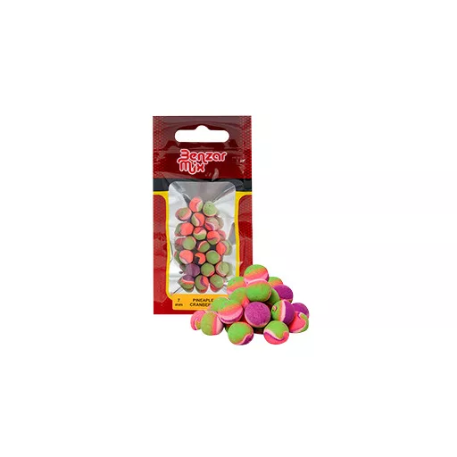 Benzár Mix Instant 4C Method Feher Zold Piros Lila (ananász-áfonya) 7 mm pop-up csali
