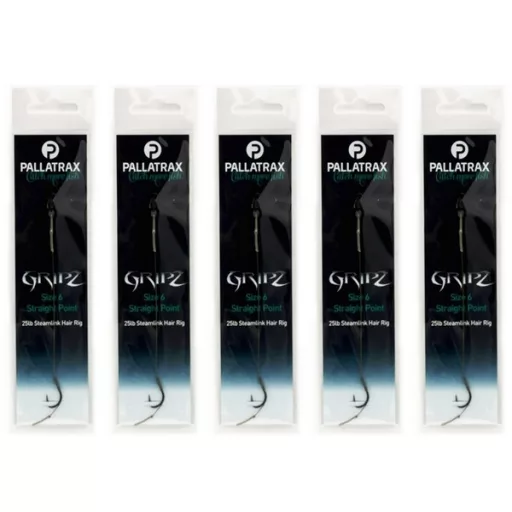 Pallatrax Gripz Straight Point hajszálelőkés 15 lb Steamlink 8-as előkötött horog
