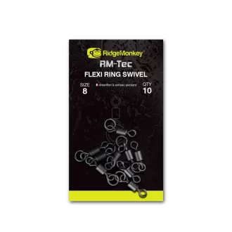   RidgeMonkey Rm-tec Flexi Ring 8 Karikás matt nagy szemű forgó 10 db/csomag