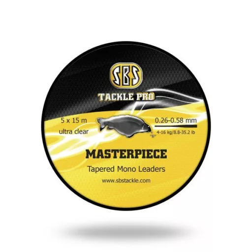 SBS Masterpiece Tapered Leader DOBÓELŐTÉT 0,26–0,58 mm 5 × 15 m víztiszta felvastagodó monofil dobóelőke