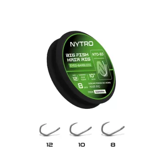   Nytro NTO-B3 Big Fish 8-as 0,3 mm 25 cm hajszálelőkés szakáll nélküli előkötött horog 8 db/csomag