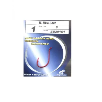   Hayabusa H.BEK562 piros 6-os füles szakállas horog 10 db/csomag