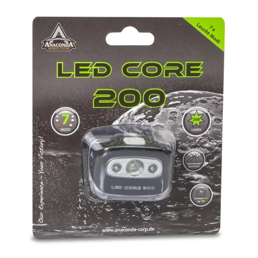 ANACONDA LED-Core 200 led fejlámpa / 200lm / esőálló / max üzemidő 9 óra / 3X1,5v AAA