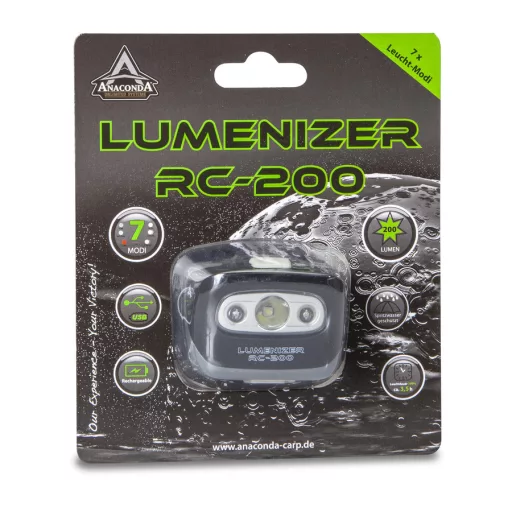ANACONDA Lumenizer RC-200 led fejlámpa / 200lm / esőálló / USB töltés / 1200mAH / max üzemidő 4,5 óra /