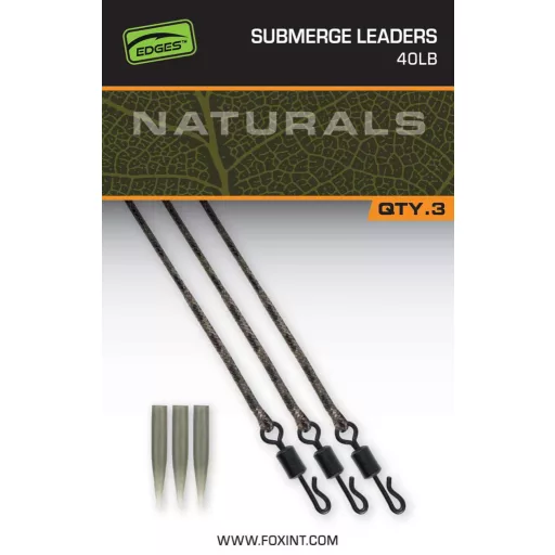 Fox Naturals Submerged Leaders 40 lb x 3 pontyozó szerelék