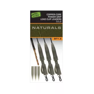   Fox Edges Naturals Copper-Core Power Grip ólomkapocs Leaders x3 pontyozó szerelék