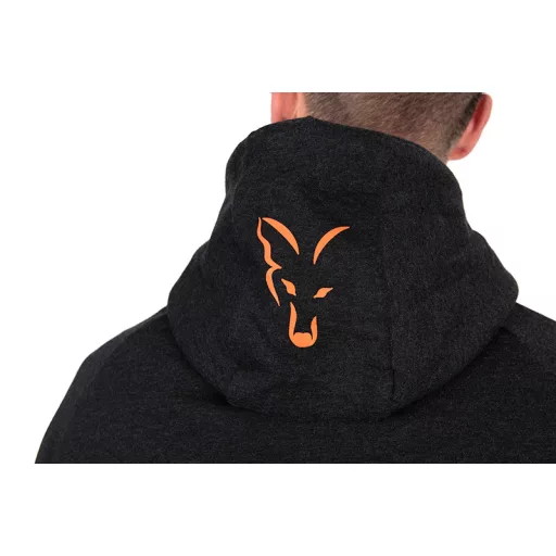 Fox Collection LW kapucnis fekete-narancssárga S pulóver