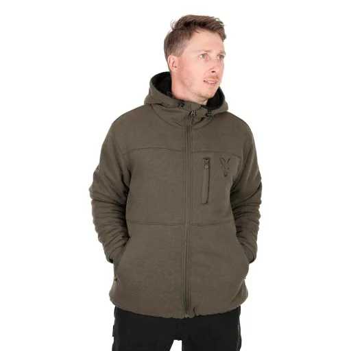 Fox Collection Sherpa Sml zöld-fekete kabát