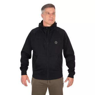 Fox Collection Zipped kapucnis cipzáras fekete L pulóver