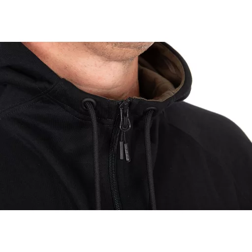 Fox Collection Zipped kapucnis cipzáras fekete 3XL pulóver