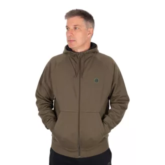 Fox Collection Zipped kapucnis cipzáras zöld M pulóver