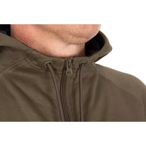 Fox Collection Zipped kapucnis cipzáras zöld 2XL pulóver