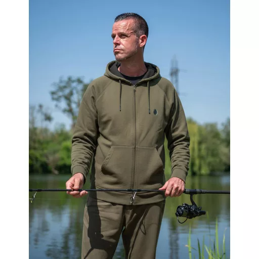Fox Collection Zipped kapucnis cipzáras zöld 2XL pulóver