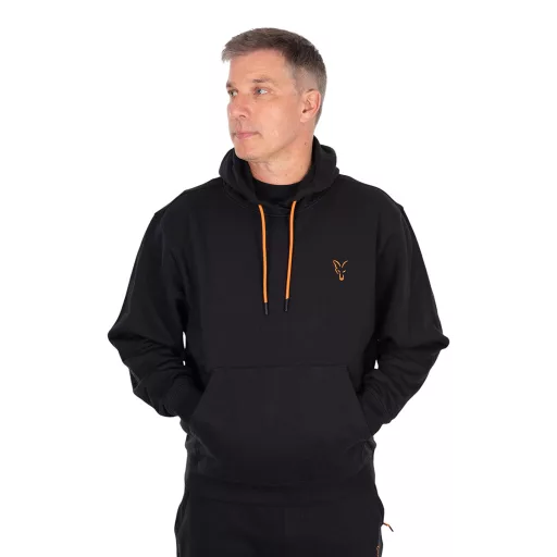 Fox Classic kapucnis fekete-narancssárga XL pulóver