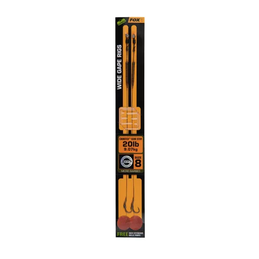 Fox Edges Wide Gape 6 20 lb Camotex Semi Stiff x 2 előkötött horog