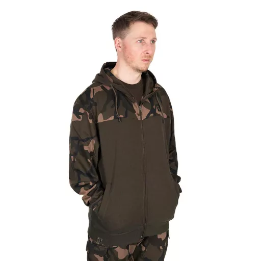 Fox LW Split Zip kapucnis khaki-terepmintás S pulóver