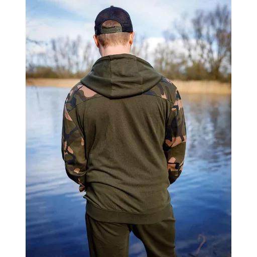 Fox LW Split Zip kapucnis khaki-terepmintás XL pulóver