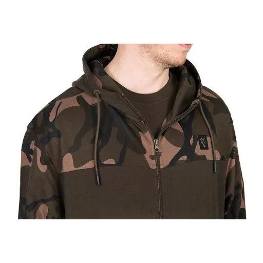 Fox LW Split Zip kapucnis khaki-terepmintás 2XL pulóver