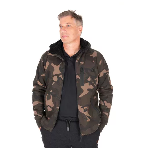 Fox Full Zip Prem Sherpa 310 kapucnis cipzáras terepmintás XL pulóver