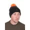 Fox Collection Bobble fekete-narancssárga bojtos téli sapka UNI