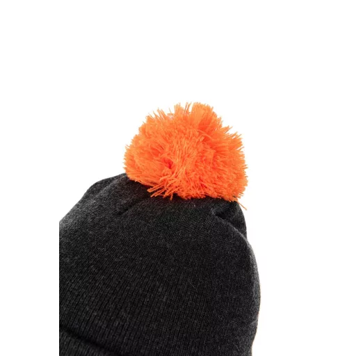 Fox Collection Bobble fekete-narancssárga bojtos téli sapka UNI